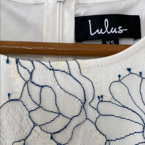 Lulus Elite Chic Cream Floral Lace Mini Skater Dress Size XS - Picture 7 of 16
